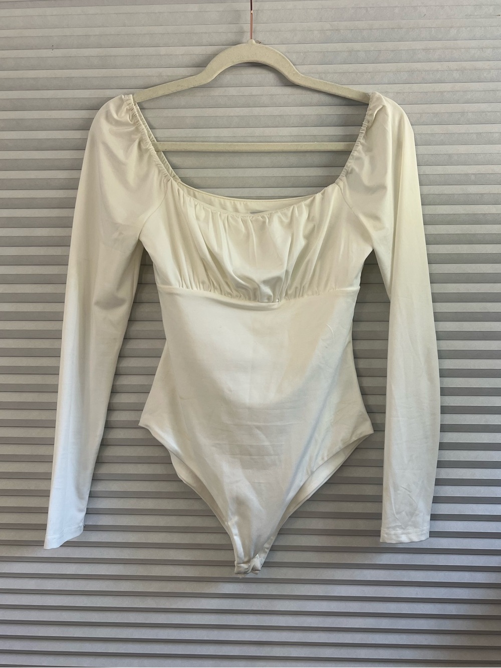 Princess Polly Long Sleeve Ivory Scoop Neck Bodysuit